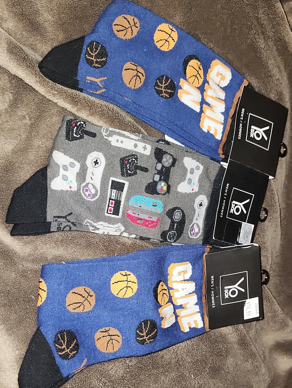 Men's Blue Basketball Crew Socks - Pack of 2 with Gaming Gray Pair